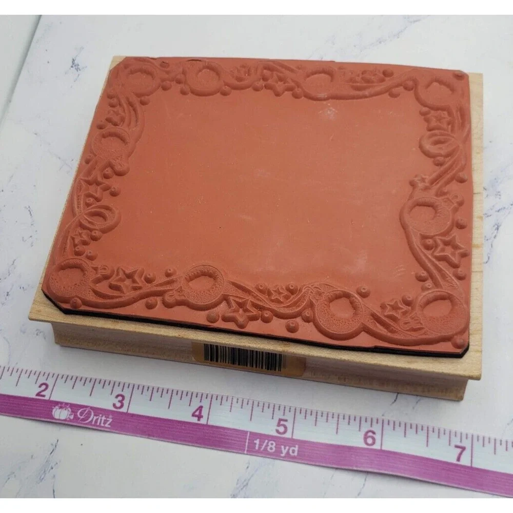 All Night Media Christmas Holiday Ornament Frame Wood Mounted Rubber Stamp 978K